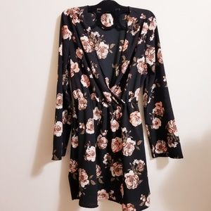 Black Pink Rose Dress
